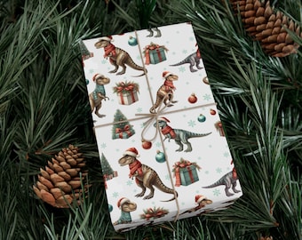 Carta da regalo natalizia a tema dinosauro - Babbo Natale T-Rex, tema dinosauro natalizio