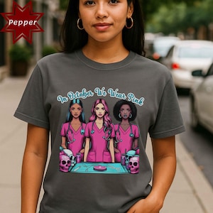Breast Cancer Awareness Nurse Tee: Spooky Season Pink Scrubs Shirt