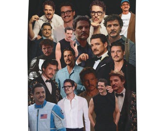 Pedro Pascal Plush Blanket: Celebrity Collage Throw, Cozy Fan Gift