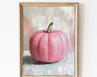 Cute Pink Pumpkin Print, Girly Fall Wall Art, Pumpkin Poster, Pink Halloween Decor, Girly Autumn Print, Pastel Decor, Preppy Pumpkin Print.