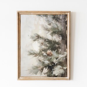 Vintage Pine Tree Print, Rustic Winter Decor, Xmas Print, Printable Christmas Painting, Farmhouse Decor, Christmas Print, Holiday Wall Art.