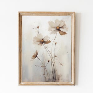 Vintage Wildflower Print, Antique Floral Wall Art, Farmhouse Decor, Spring Print, French Country Wall Decor, Cottagecore, Neutral Botanical.