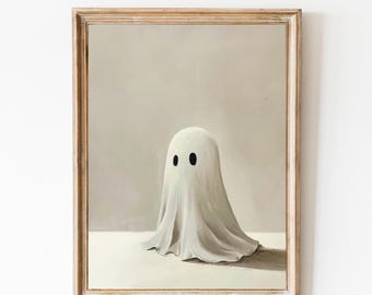 Minimalist Cute Ghost Print, Girly Spooky Decor, Neutral Fall Print, Halloween Ghost Poster, Trendy Halloween Print, Printable Ghost WallArt