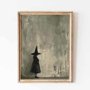 Halloween Cute Witchy Print, Girly Halloween Decor, Dark Academia, Witch Painting Spooky Vintage Art Print, Witch Poster, Preppy Halloween.