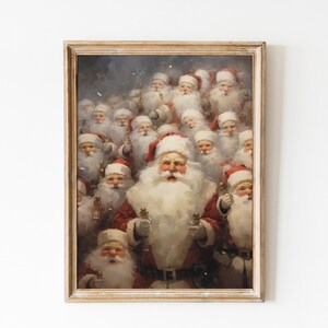 Rustic Christmas Santa Print, Vintage Holiday Decor, Farmhouse Christmas Print, Santa Claus Painting, Antique Christmas Decor, Winter Xmas.