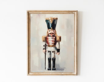 The Nutcracker Vintage Soldier Printable Wall Art. Oil Painting Nutcracker Christmas Print. Christmas Nutcracker Nursery Digital Print.