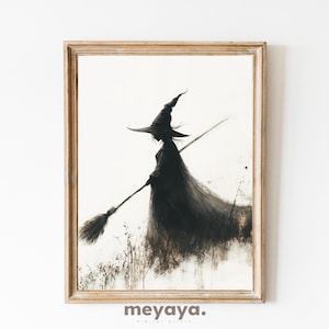 Vintage Witch Sketch Print: Spooky Halloween Wall Art (Digital Download