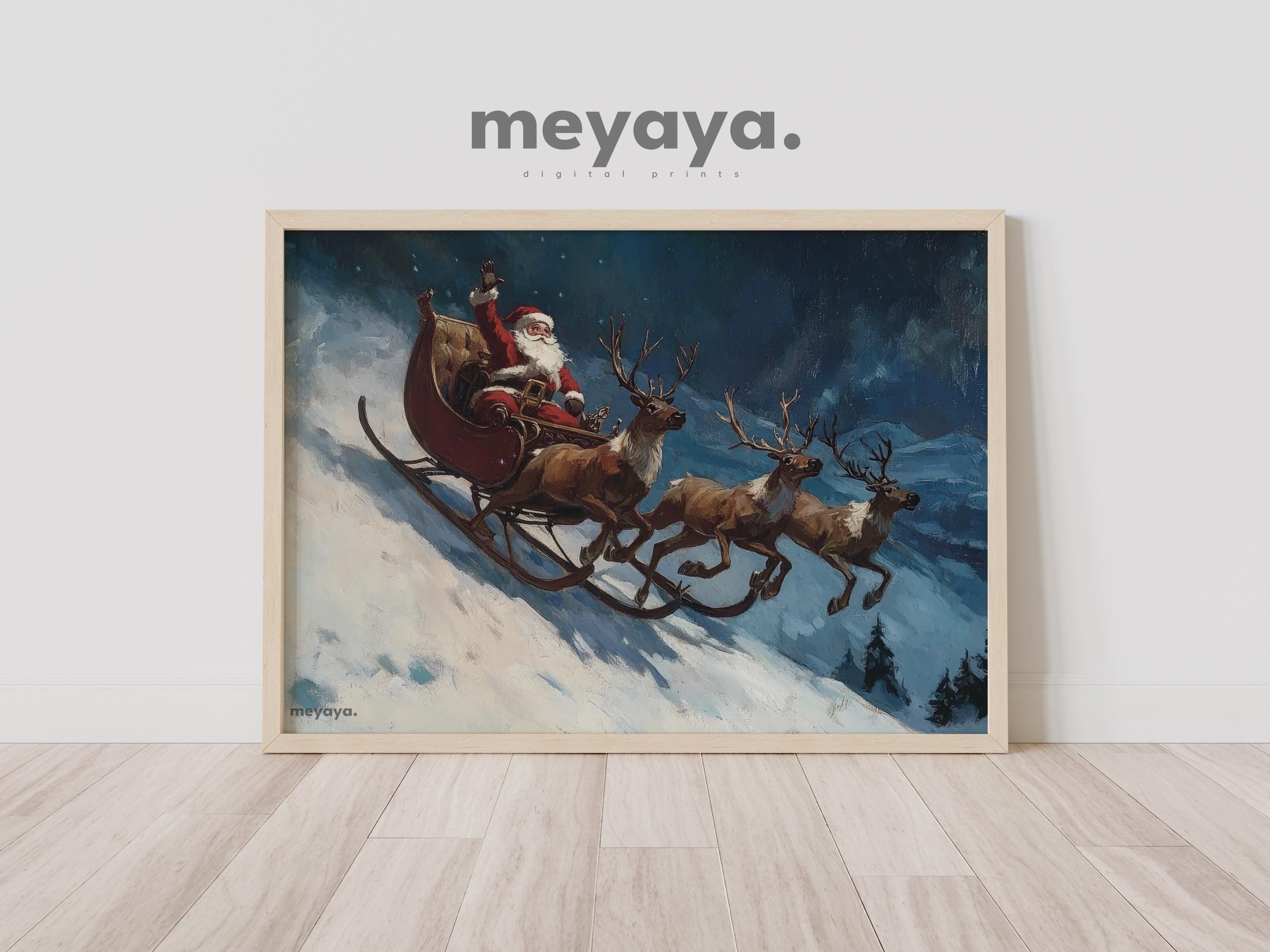 トナカイに乗るサンタクロース ヴィンテージ ステンドグラス スミソニアン美術館 トナカイに乗るサンタクロース ヴィンテージ ステンドグラス