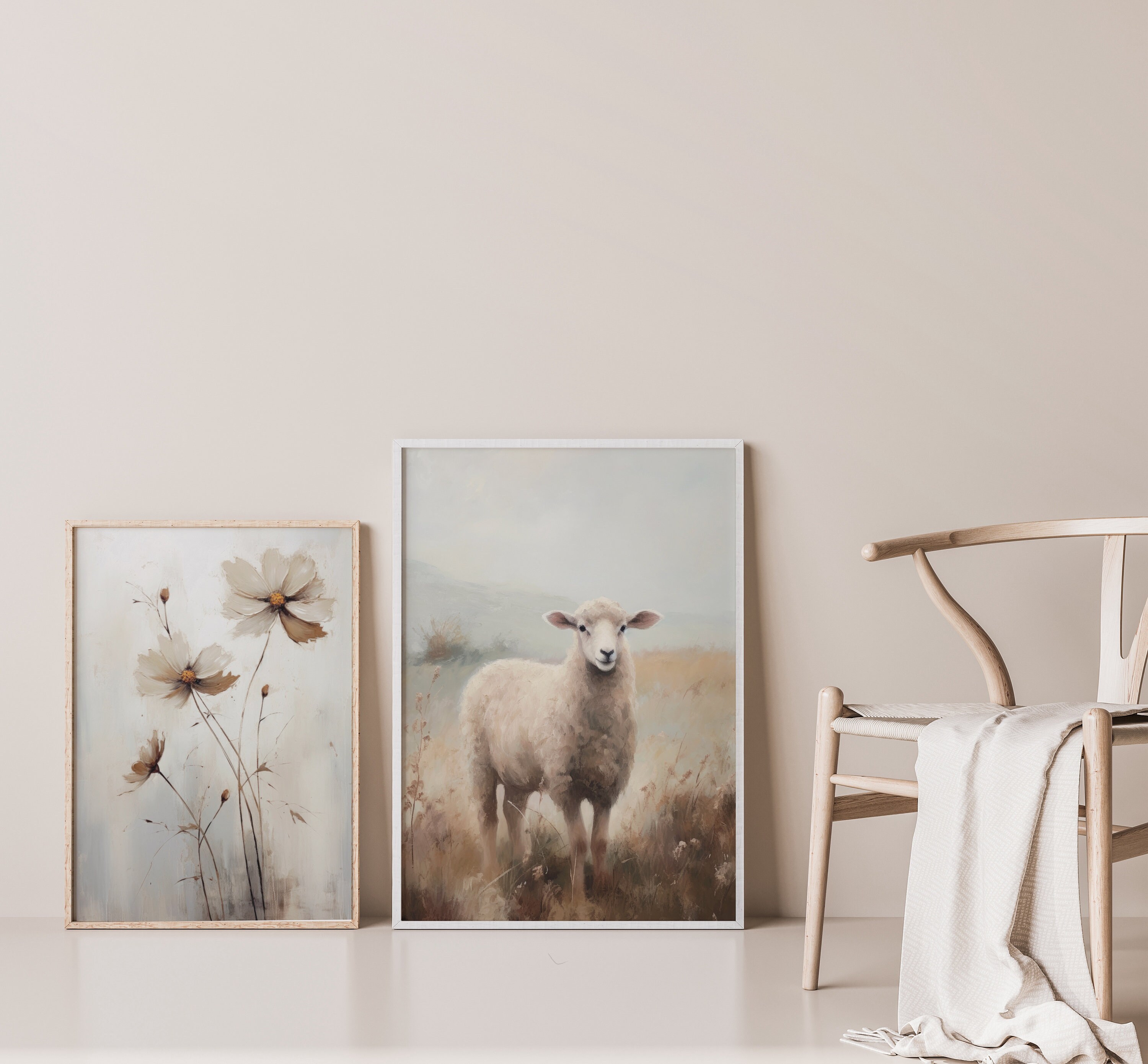 Vintage Lamb Print, Sheep Printable Art, Rustic Farmhouse Decor, Oil ...