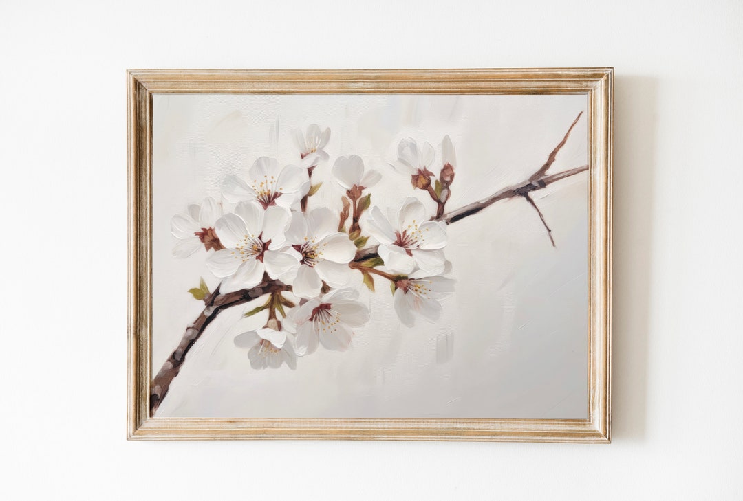 White Cherry Blossom Print, Botanical Print, Vintage Blossom Branch ...