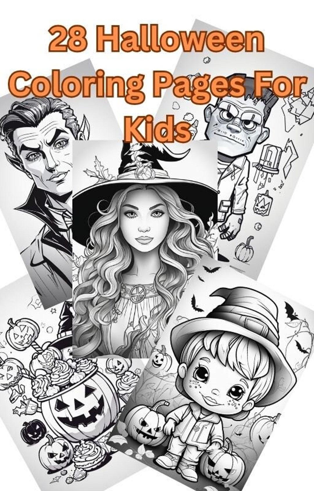 Spooky Fun : 28 Halloween Coloring Pages for Kids - Etsy