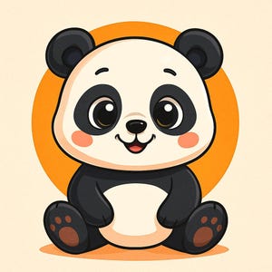 Impresión digital de panda de dibujos animados: adorable panda para decoración de paredes, ropa, tazas y más. Descarga instantánea.