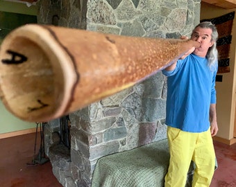 Natural Bark Didgeridoo, Key of A, 61 inches long