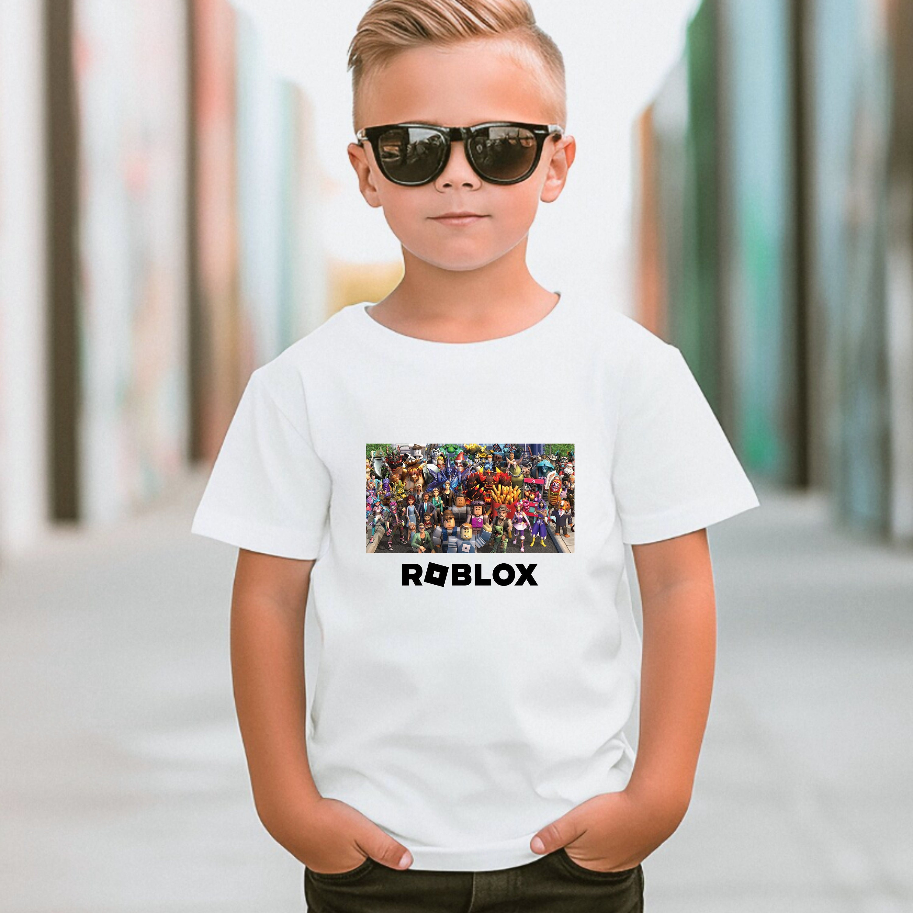 Roblox Face 28 Girl Character T-Shirt, Children Costume Shirts