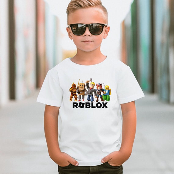 Roblox Face 12 Boy Character T-Shirt, Children Costume Shirts, Kids Outfit  ~