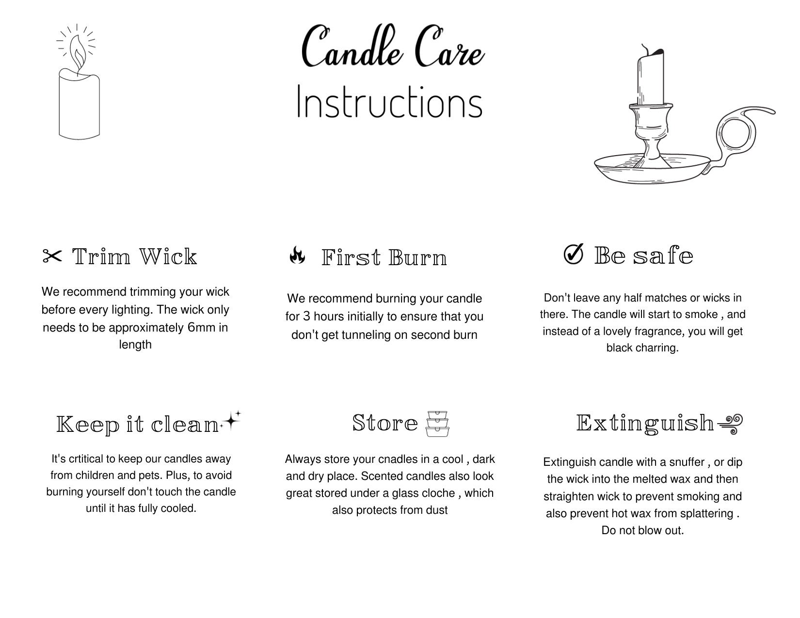 Candle Care Candle Instructions Canva Template Modern Candle Candle