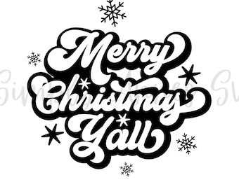 Merry Christmas Yall Svg, black and white Christmas Svg, cricut Svg, christmas shirt svg, Christmas words svg, cricut cut file, xmas shirt