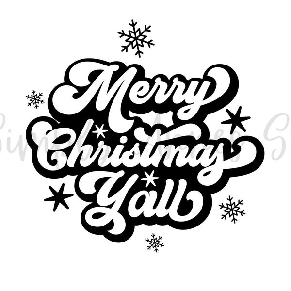 Merry Christmas Yall Svg, black and white Christmas Svg, cricut Svg, christmas shirt svg, Christmas words svg, cricut cut file, xmas shirt