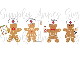 Christmas Gingerbread Nurse Svg, Christmas Nurse sweatshirt Svg, Cute Nurse SVG PNG JPG, Cute Gingerbread Download, Nurse clipart