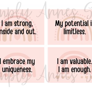 Tarjetas de afirmación para adolescentes, tarjetas flash de citas positivas, tarjetas de afirmaciones, autoestima, confianza, cuidado personal, decoración de la oficina de terapia, amor
