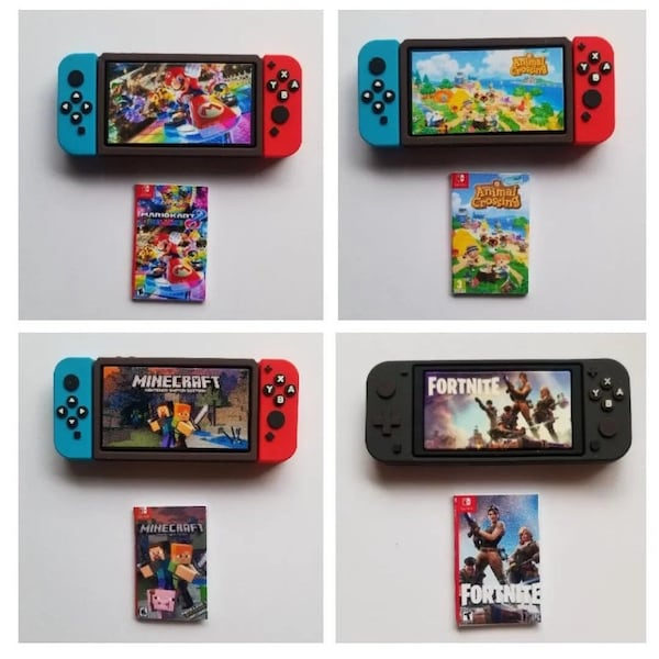 Elf props miniature Nintendo switch and game