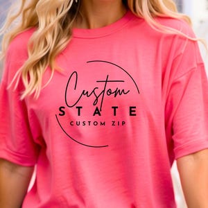 Custom City State Zip Code PNG  Sublimation File Home Town Shirt Design Hand Lettered Printable Preppy Instant Download