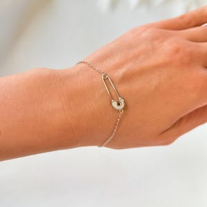 Armband zierliche Gliederkette glänzend Zirkonia 925 Silber Damen Layered Stack, keine trübe trendige minimale Art Geschenk für sie