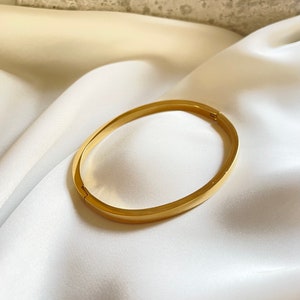 Bangle bracelet plain 18K Gold plated Stainless Steel unisex stack jewellery, none tarnish waterproof trendy boho minimal style gift for her