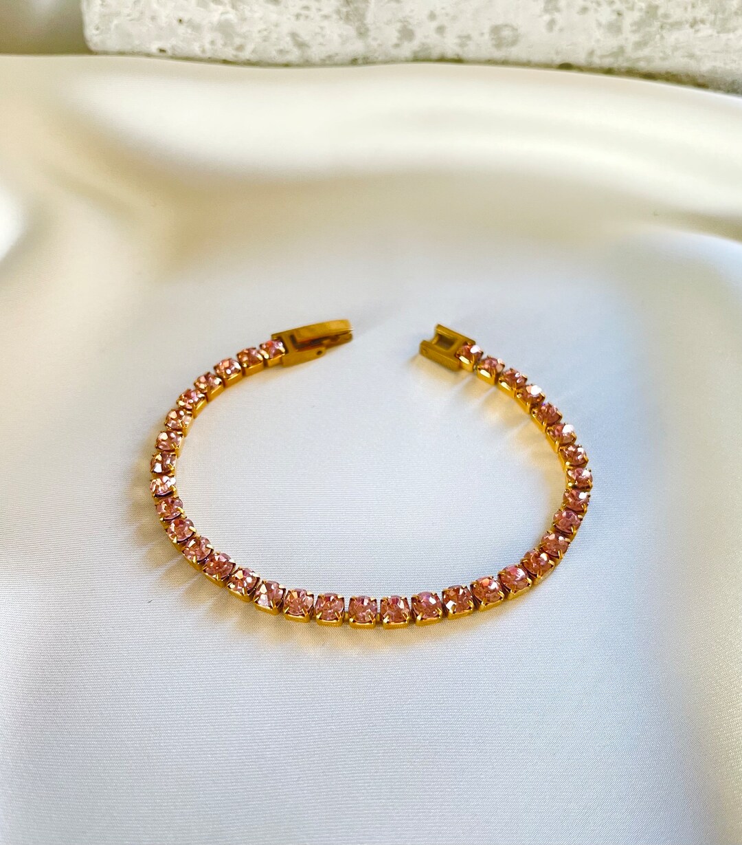 Tennis Bezel Bracelet - Pink main image 1