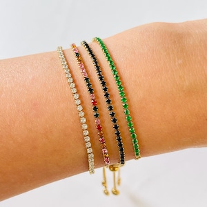 Tennis-trekarmband 2 mm glanzend wit, groen, zwart, veelkleurig CZ 18K goud S.Staal geen aanslag waterdicht trendy stijl cadeau voor haar hem