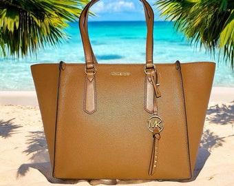 Michael Kors Large Leather Luggage Brown Leather Kris Travel