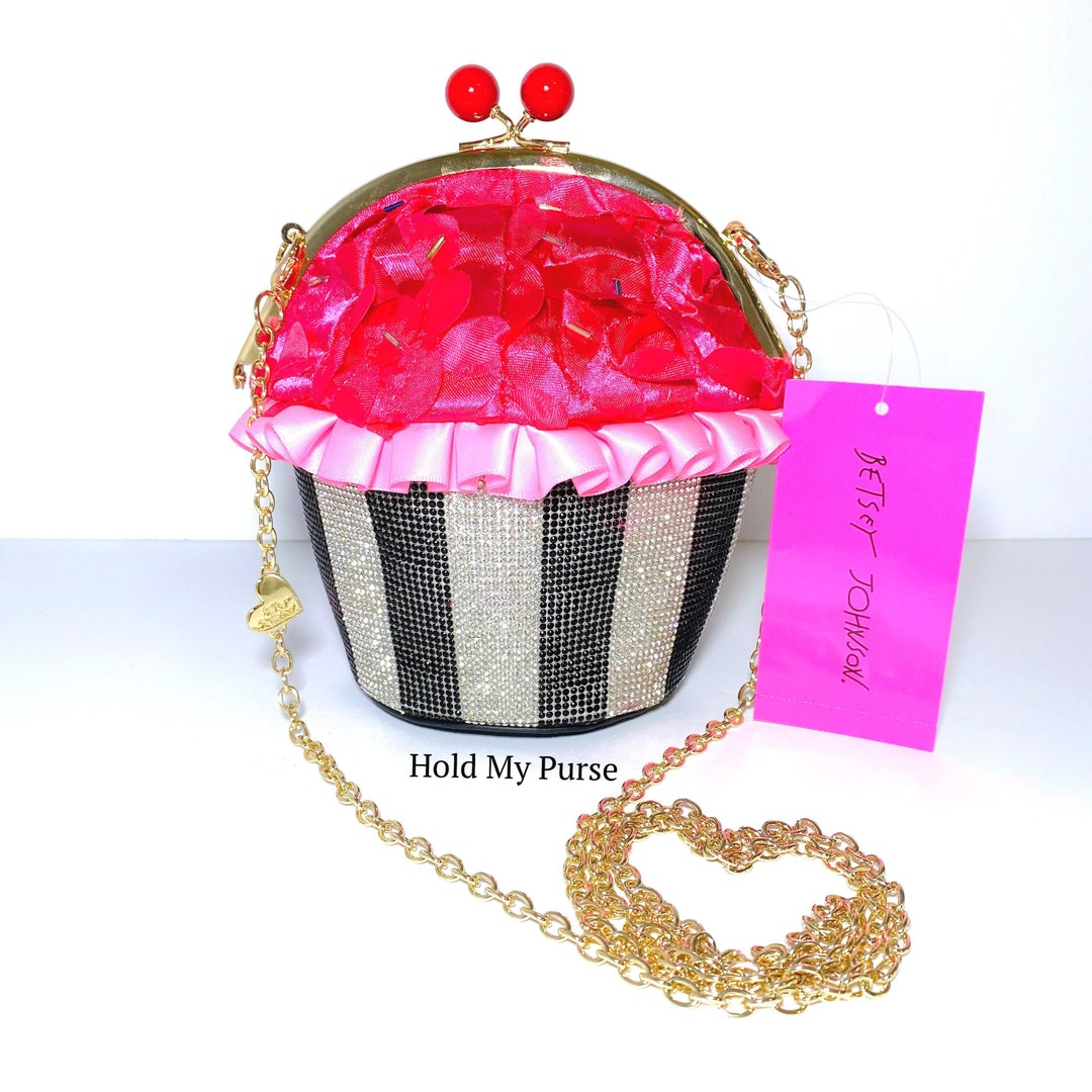 Betsey Johnson Ltd Birthday Anniversary Rhinestones Cupcake Bag Purse