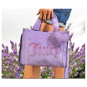 Juicy Couture Dusty Violet Purple Big Spender avec breloque de sac coeur Mini sac fourre-tout Satchel NWT