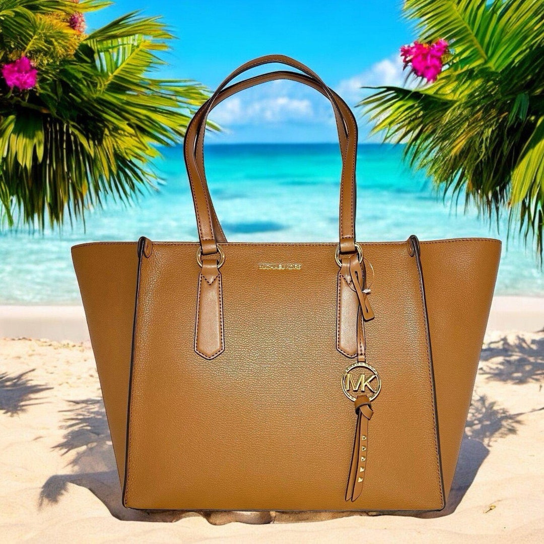 Michael Kors Large Leather Luggage Brown Leather Kris Travel