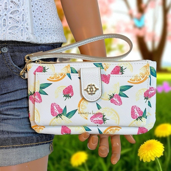 Nanette Lepore Juicy Fruit Print Large Wristlet Wallet ID Phone