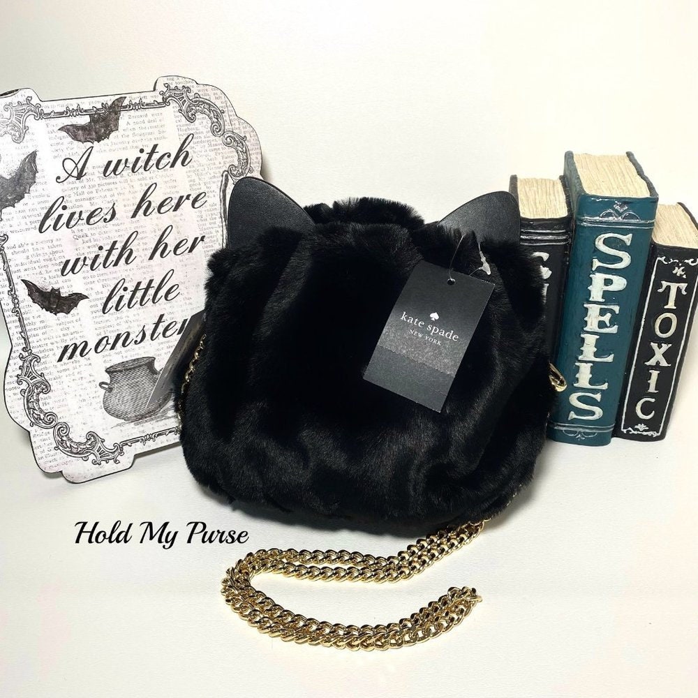 Kate Spade Purse Pitch Purrfect Faux Fur Black Cat Bag New Etsy