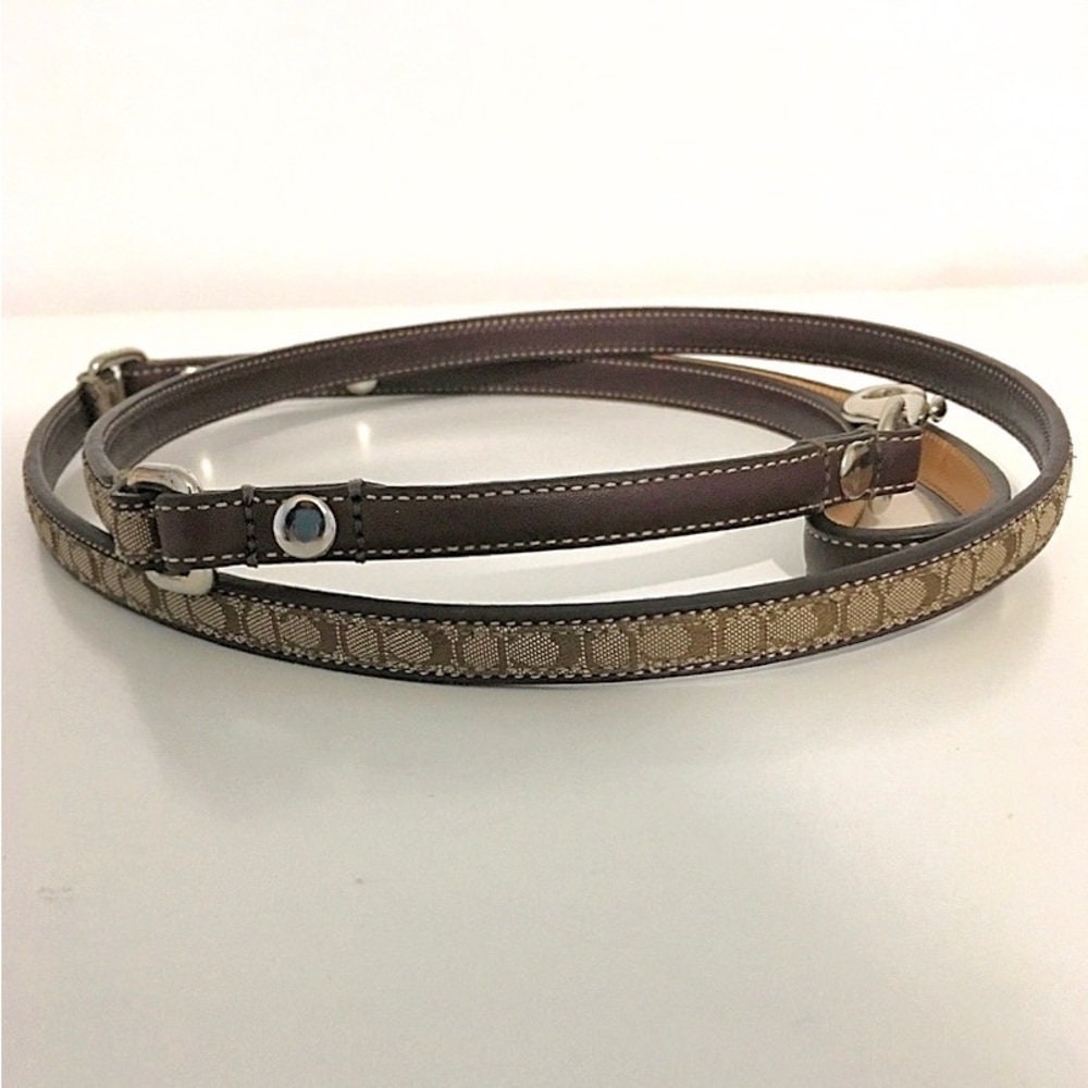 Coach Signature C Brown Leather With Jacquard Dog Collar Leash Set Size M Etsy