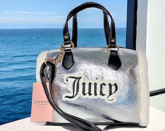 Juicy Couture Shear Genius Silver Metallic Satchel Bag Purse