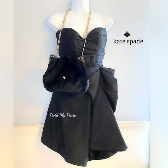 ☆未使用☆kate spadeネコミニ財布 ファー×スタッズ×レザー☆ブラック☆ KI712_001