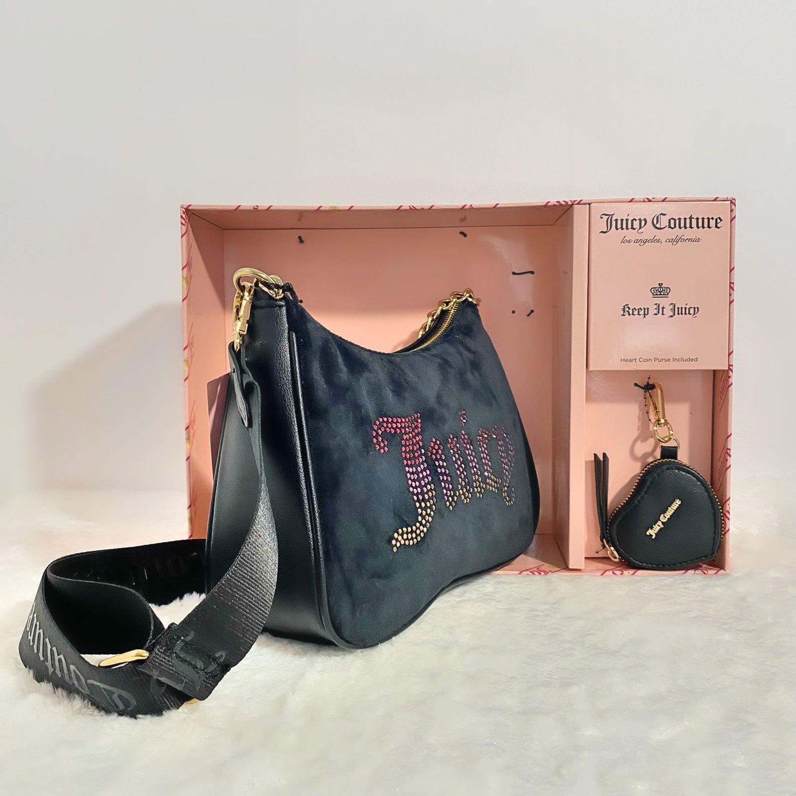 Juicy Couture Bag Black With Pink Rhinestone Logo & Mini Black