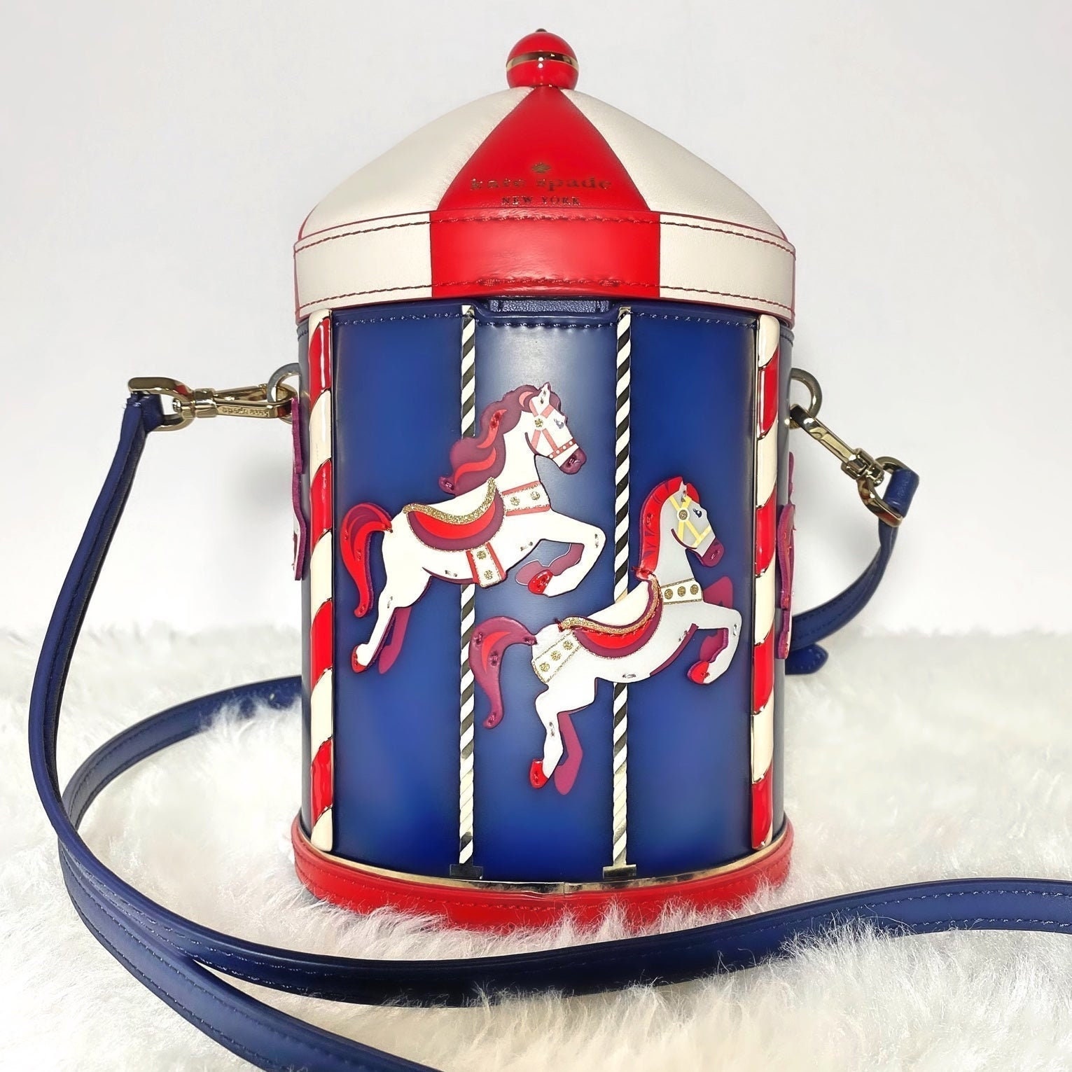 Kate Spade Purse Merry go round Painted Horses 3D Carousel Handbag or Crossbody Bag Red White Blue New Etsy