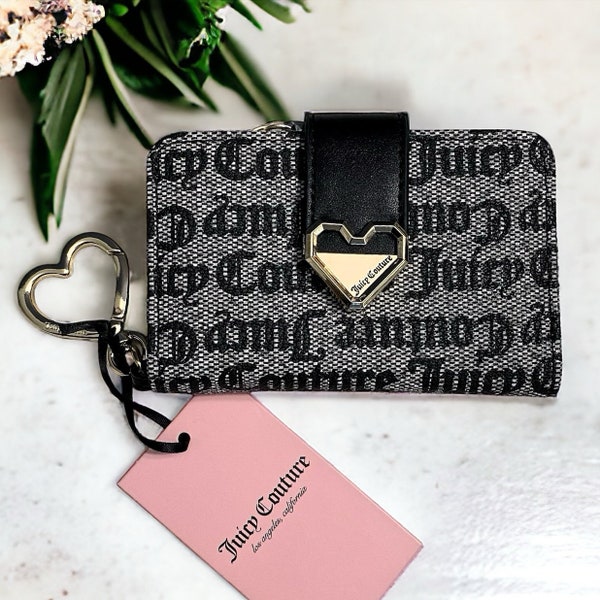 Juicy Couture ID Tab Card Mini Wallet Bag Backpack or Belt Loop Heart Charm New