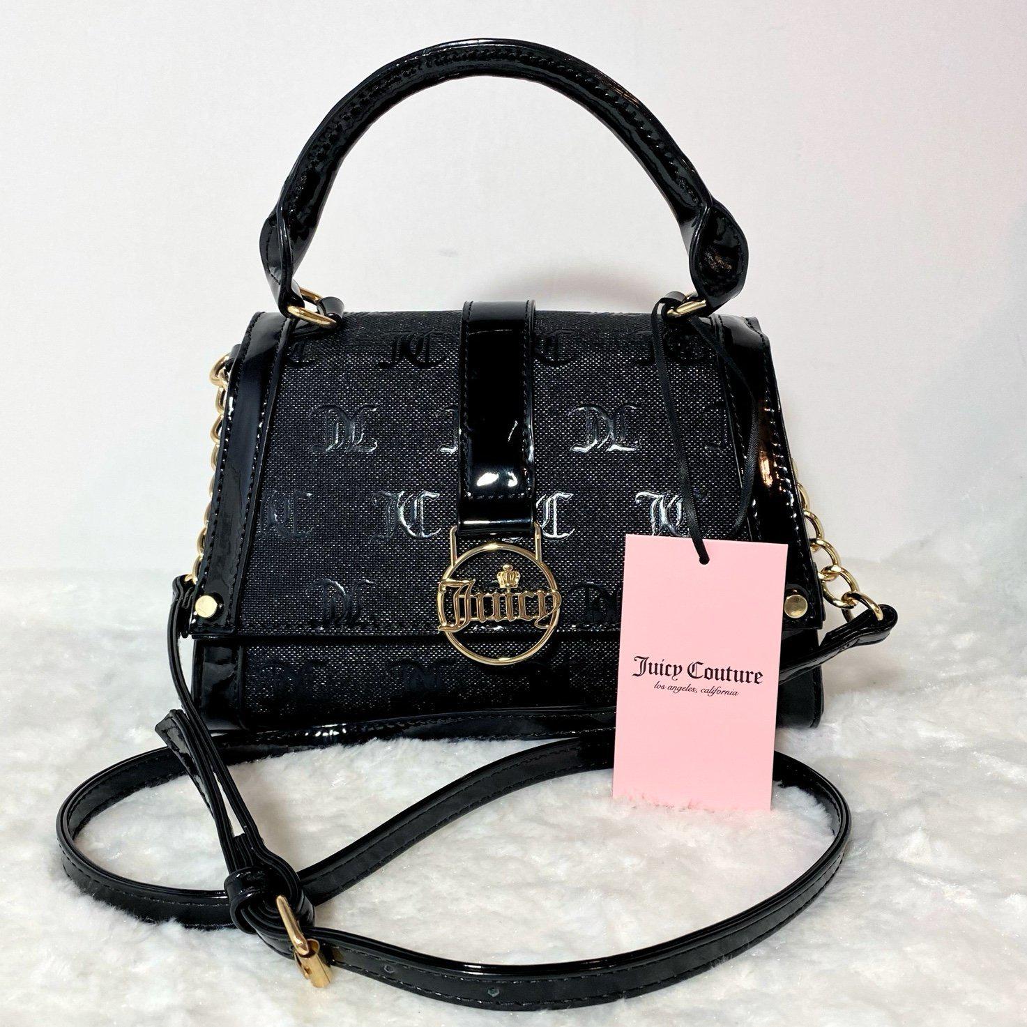Juicy Couture Small Black Gothic Logo Fancy Flap Crossbody