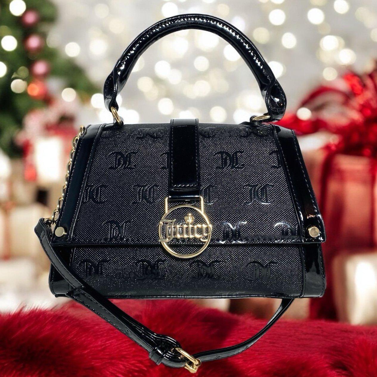 【楽天カード分割】 Juicy Couture Crossbody Flap Fancy Logo Gothic Black Small バッグ