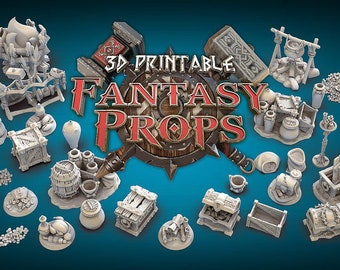 Fantasy Props for Tabletop Games all in one | Artisan Guild | 32mm | Table Top Gaming | RPG | D&D | 3D Printed Miniature | no colored