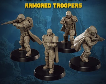 Heavy Divers Armored troopers set Minis | Artisan Guild | 32mm | Tabletop Gaming | RPG | D&D | 3D Printed Miniature | no colored