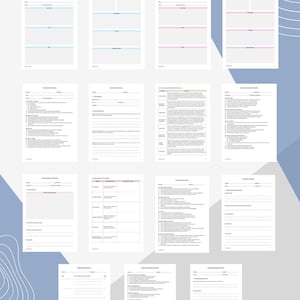 May include: A selection of law student planners featuring templates for case law briefs, case summaries, and exam preparation. The title "LAW STUDENT PLANNERS" is displayed at the top. The planners are arranged on a light blue background.