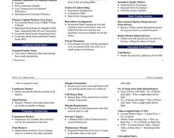 CFA Equity Investments CFA Level 1 Exam 2026 Chartered Financial Analyst CFA Program Revision Notes
