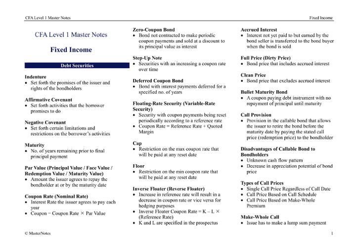 CFA Fixed Income CFA Level 1 Exam 2026 Chartered Financial Analyst CFA ...