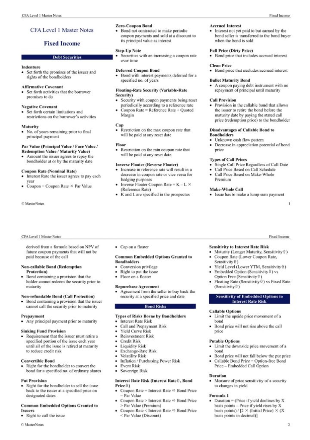 CFA Fixed Income CFA Level 1 Exam 2026 Chartered Financial Analyst CFA ...